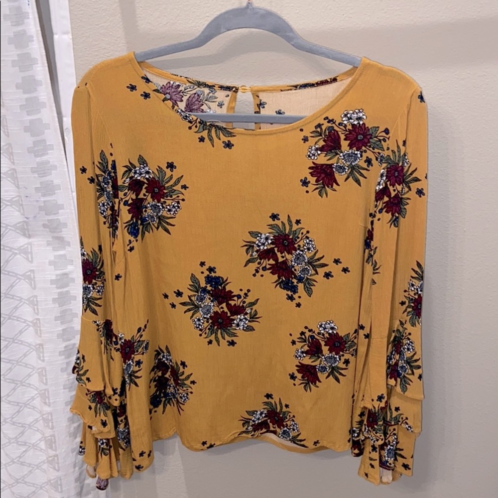 Mustard yellow floral top